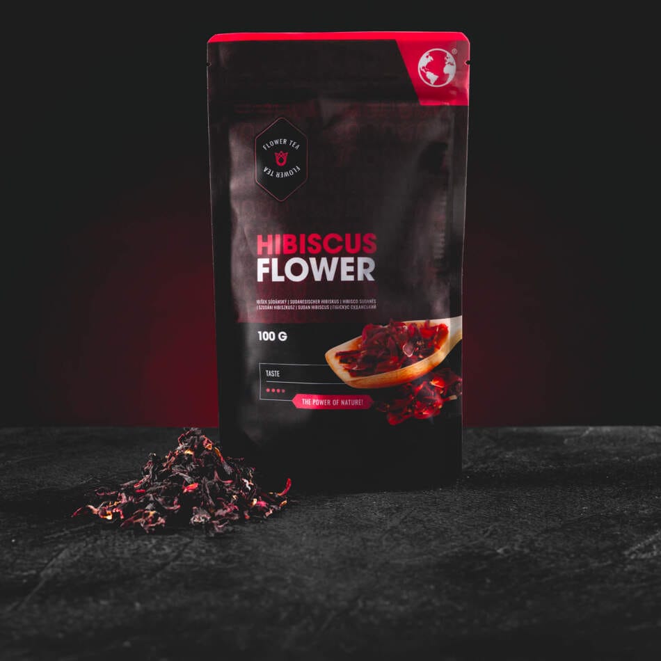 Kratom World Hibiscus Flower 100 g – 100% szudáni hibiszkusz karkadé, frissítően savanykás gyógynövénytea készítéséhez