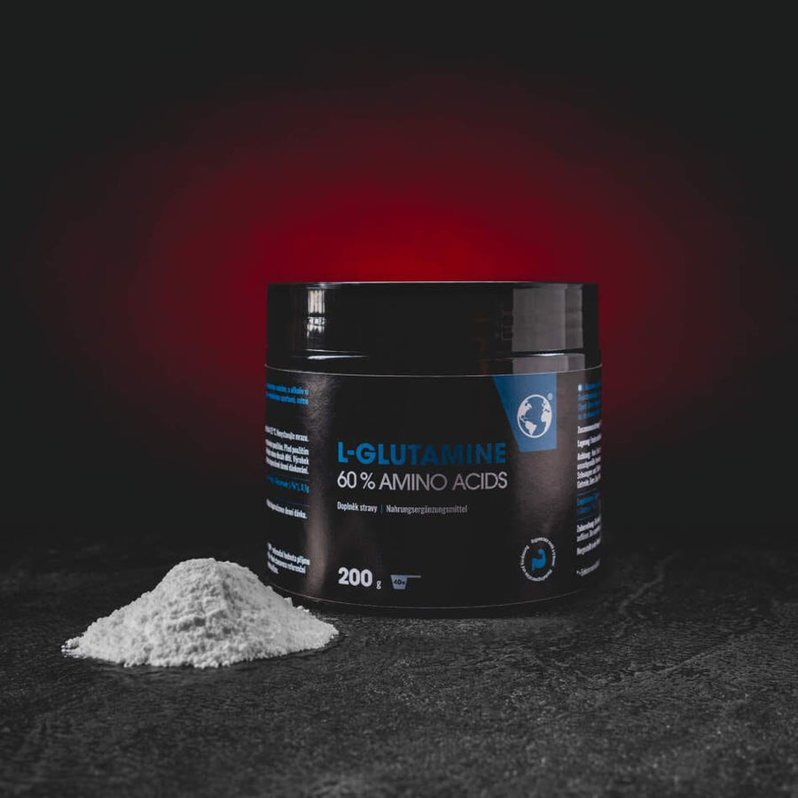 Kratom World L-Glutamine 200 g – étrend-kiegészítő L-glutaminnal az izmok regenerációjához, az immunrendszer támogatásához és a bélrendszer egészségéhez