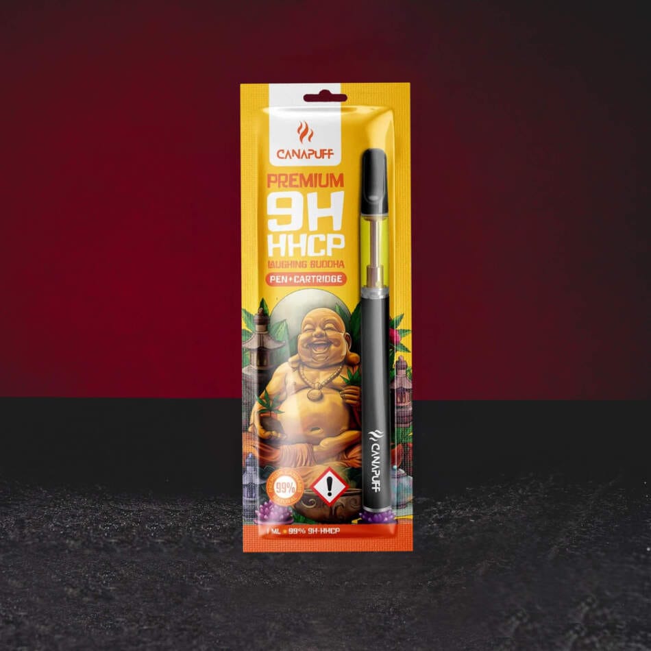 Vape Set 9H-HHCP 99% 1ml Laughing Buddha – prémium vape set fekete édesgyökér, cédrus, fahéj és markáns diesel aromával