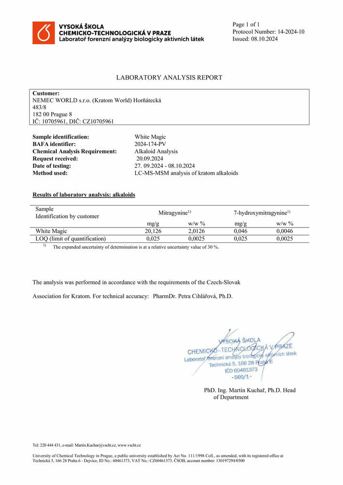 kratom világ laboratóriumi vizsgálatok white magic kratom alkaloidok nehézfémek eladása ellenőrzött