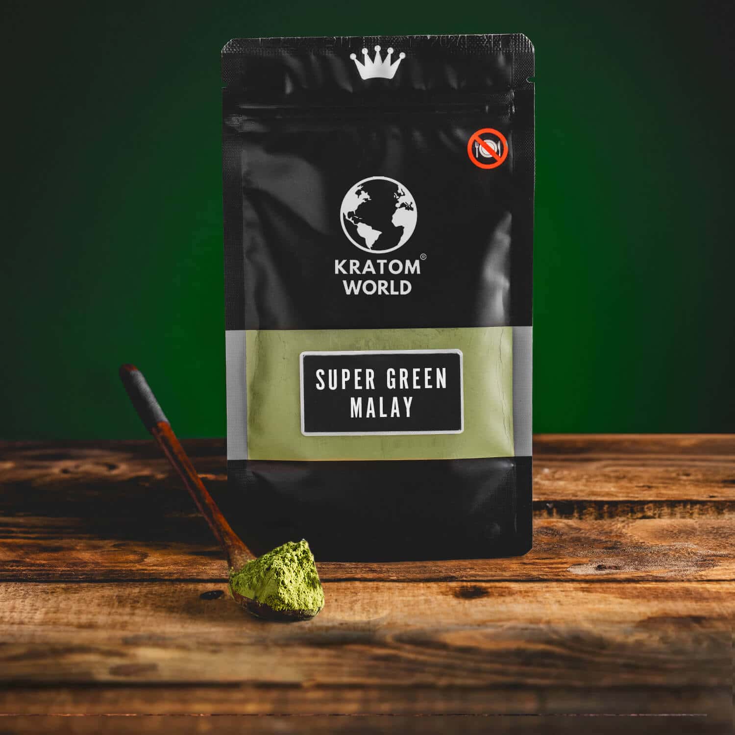 Kratom World Super Green maláj por zöld szuper zöld maláj teáskanál